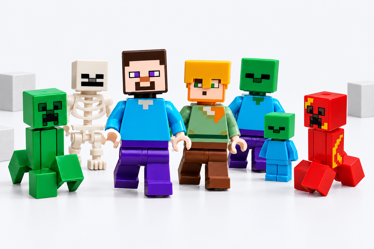 Sélection de sept figurines inspirées de l’univers Minecraft